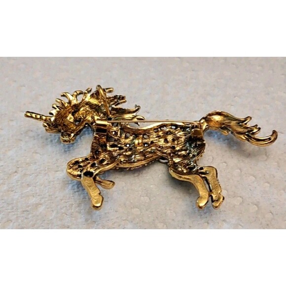 Purple Rhinestone Unicorn Brooch/Pendant 3.25" Wide X 2" Long - Picture 2 of 4